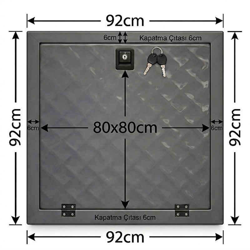 Havuz Makine Dairesi Kapağı 80x80 cm